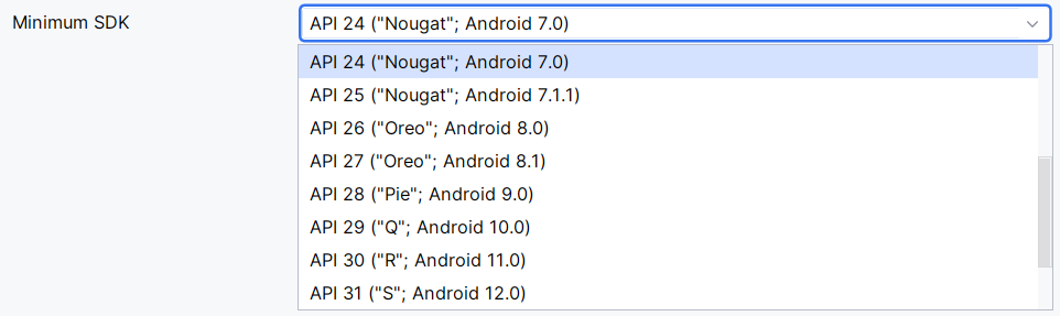 Android Studio Project Android Version